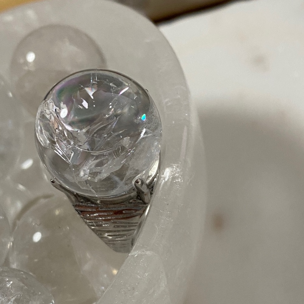 Clear Quartz Sphere Ring | Crystal Ball Statement… - image 6